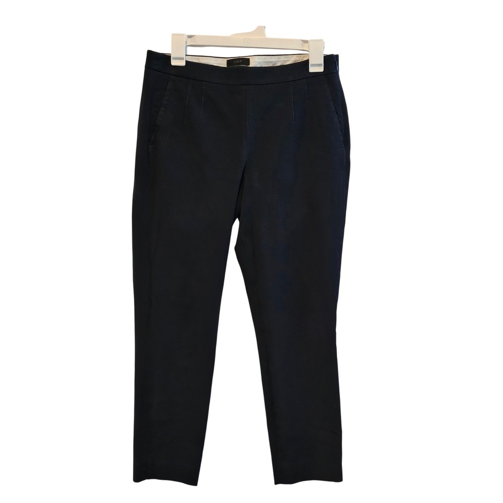 J.Crew Martie Pant Navy Blue Bi-Stretch Cotton Side Zip Cropped Trousers woman 6
